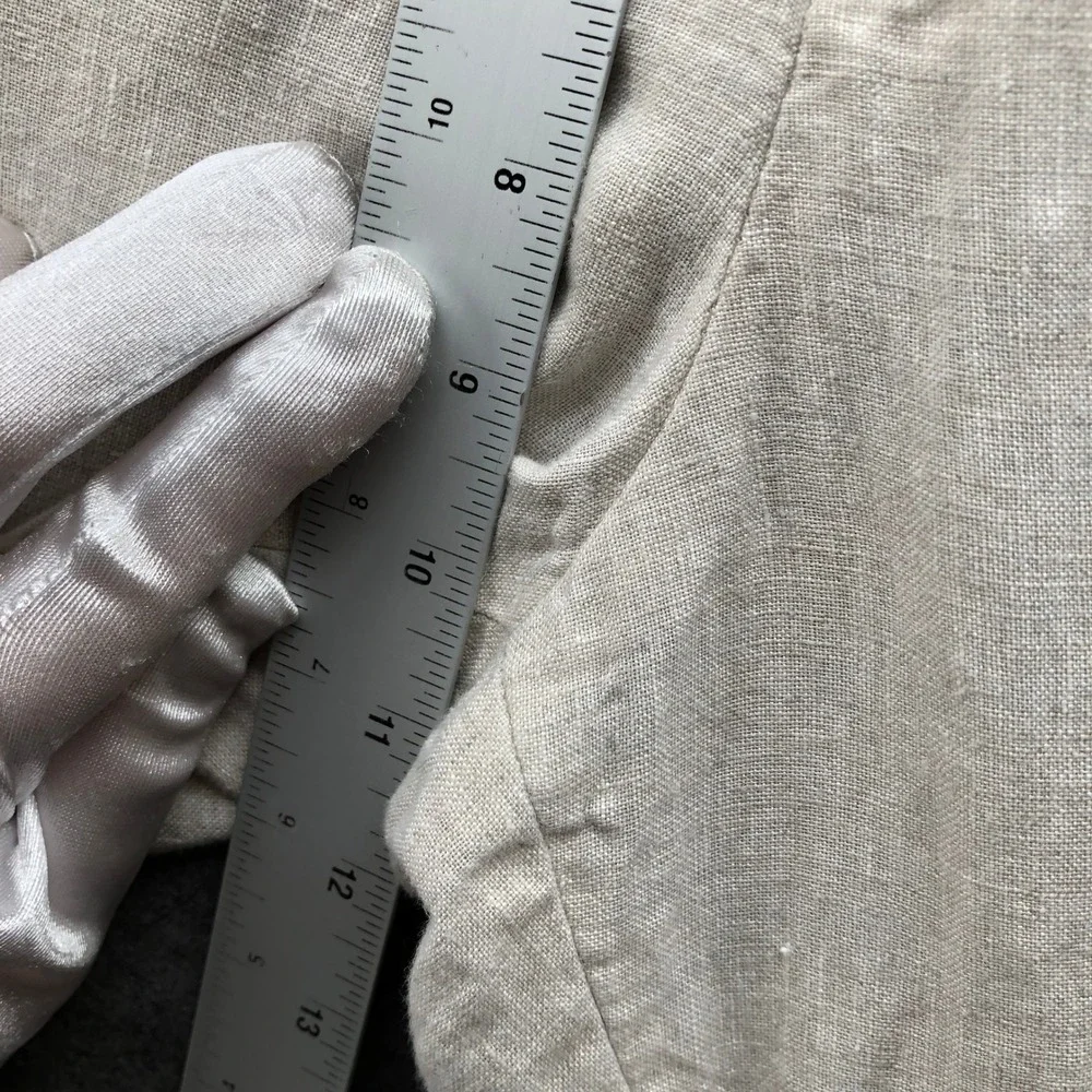 H&M Slim Fit Linen Trousers Mens 32R Beige Flat Front Casual Summer Beach Pants